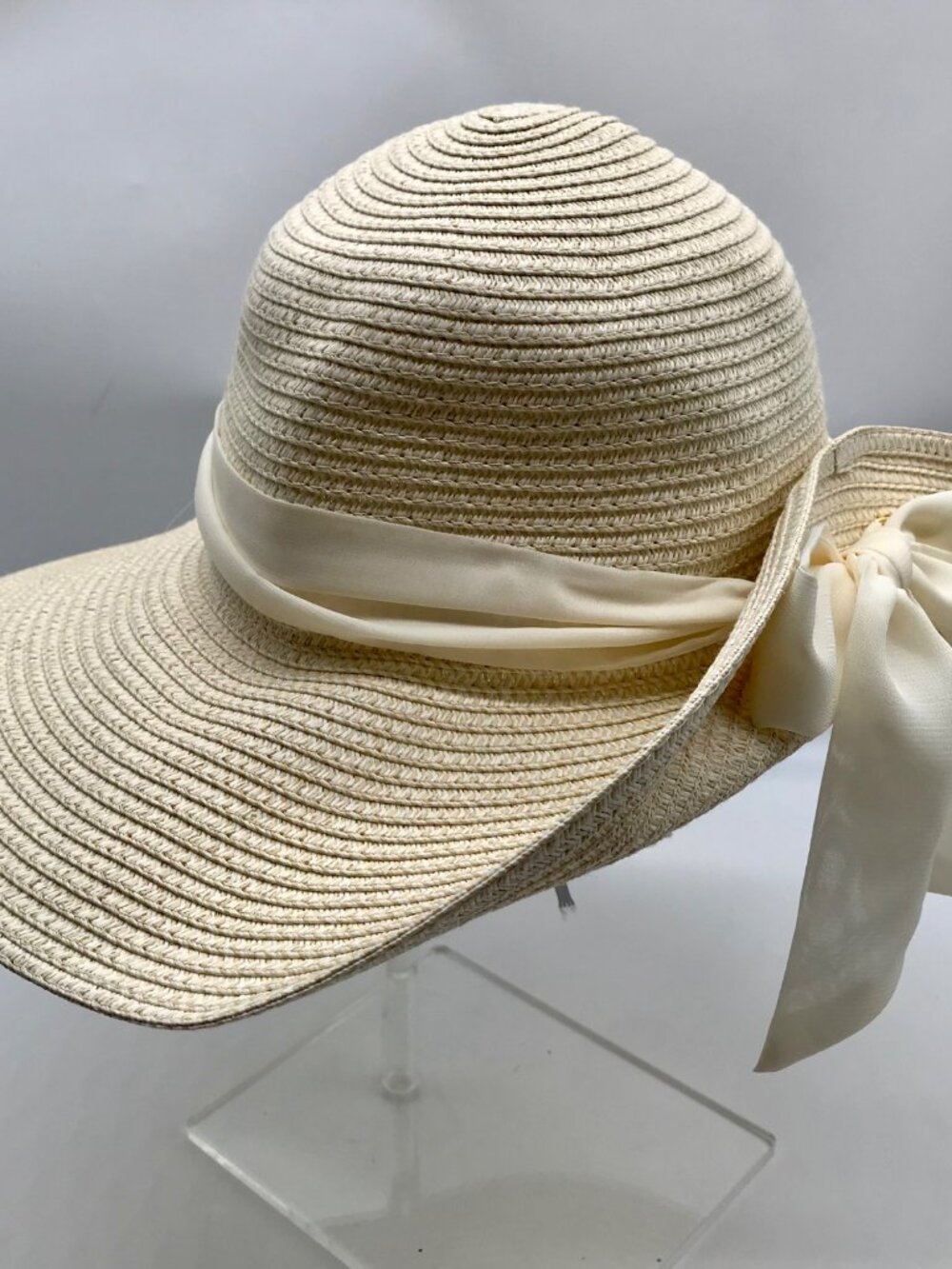 Giani Bernini Ivory And Tan Adjustable Sun Hat With Ribbon - Picture 7 of 11